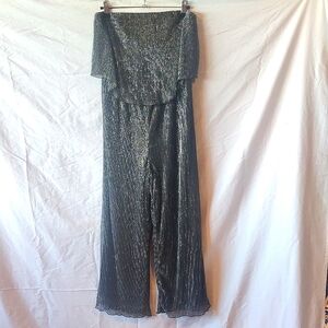 Elegant Silver And Black Strapless Jumpsuit